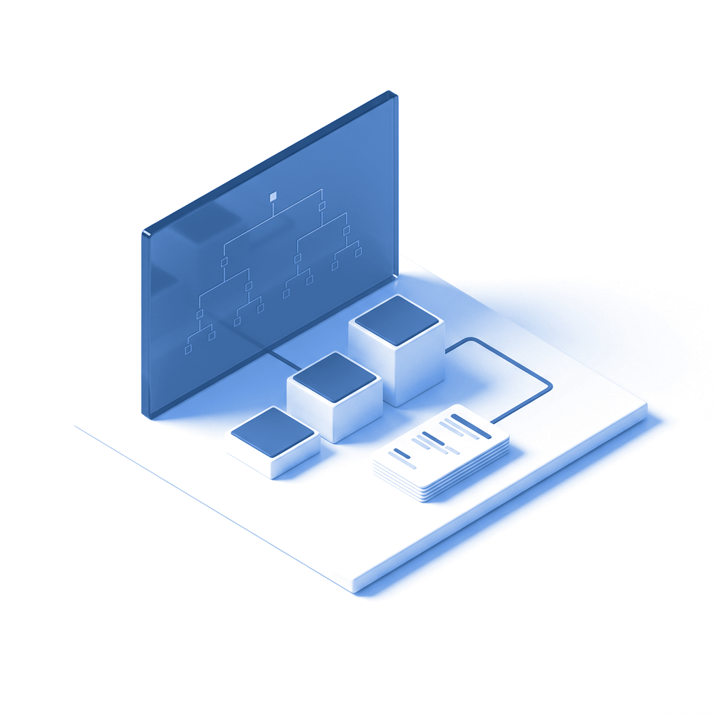 Illustrative blau-weiße Strategievisualisierung zu KI-Potenzial, Datenbereitschaft und Priorisierung