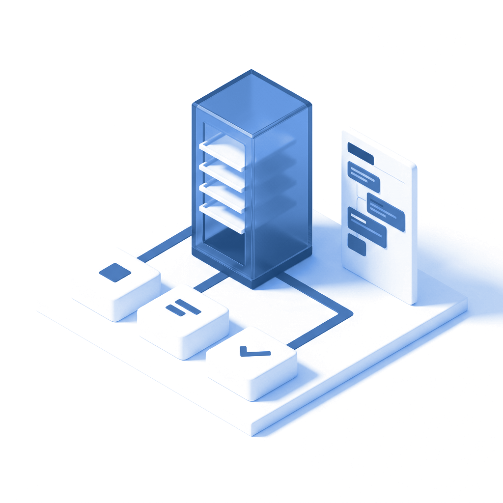Illustratives blau-weißes Modell verbundener Enterprise-Serviceprozesse; kein ServiceNow-Produktbild